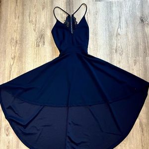Windsor Navy Blue Cocktail Dress with Lace backing